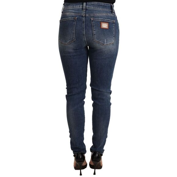Dolce & Gabbana Dolce Gabbana SlimFit Distressed Jeans Women Blue Jeans & Pants - Picture 3 of 3